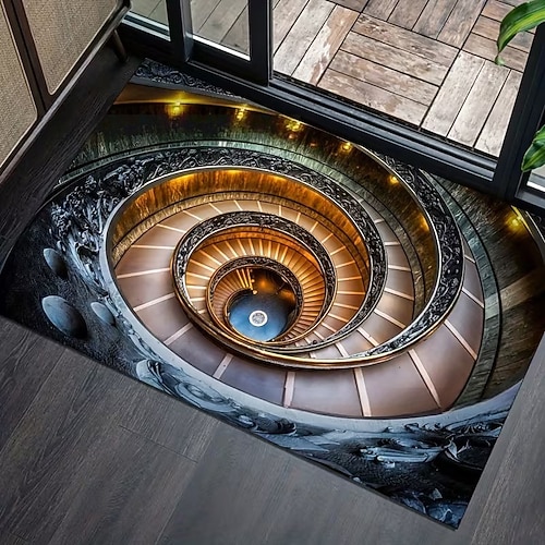 3D-Optische Illusion Fußmatte Visuelle Falle Fußmatte Rutschfest Wasserabsorbierend für Badezimmer Dusche Eingangsbereich Innen Außen Diatomaceous Earth Schnell trocknend Absorbierend 20 x 31 Zoll Image