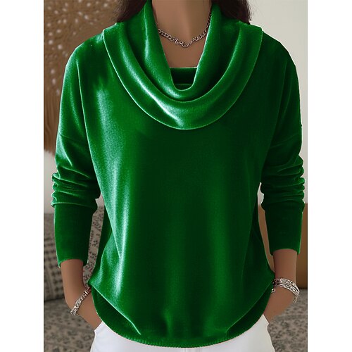 Neujahr Damen Samt Elegant Wasserfallausschnitt Abendgesellschaft Hochzeitsgast Ferien Blau Wein Smaragdgrün Purpur Gold Herbst Winter Image