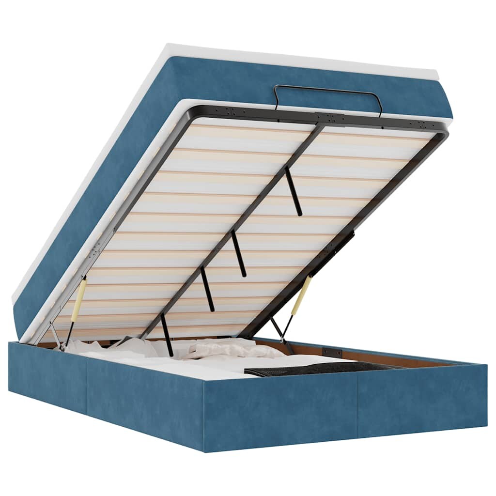 vidaXL Ottoman-Bett mit Matratze Dunkelblau 120x190 cm Samt Image