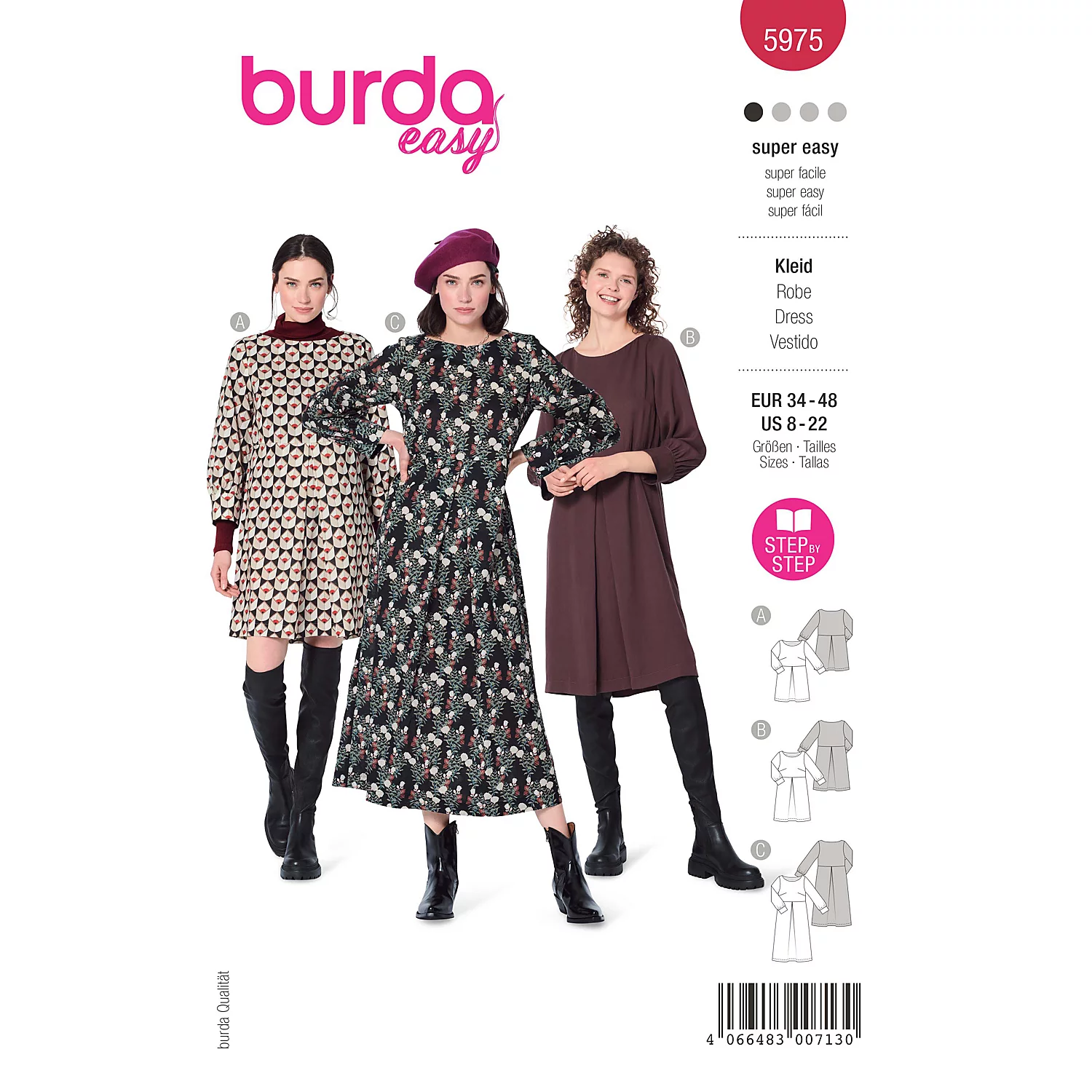 burda Schnitt 5975 A-Linie-Kleid Nina
