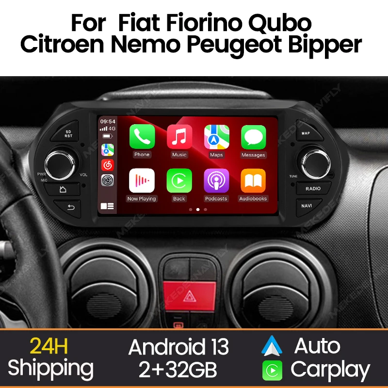 Android 13 Auto Radio Für Fiat Fiorino Qubo Citroen Nemo Peugeot Bipper 2008-2017 Multimedia Video Player CarPlay auto BT GPS Image