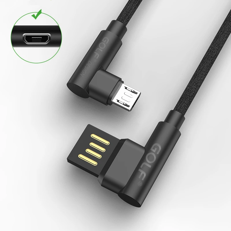 Micro-USB-Doppel-90-Grad-Winkelkabel für Samsung S7 Edge Redmi 9A 10A 12C OPPO R11 R15 Schnelllade-Gaming-geflochtene Kabel 1 m Image