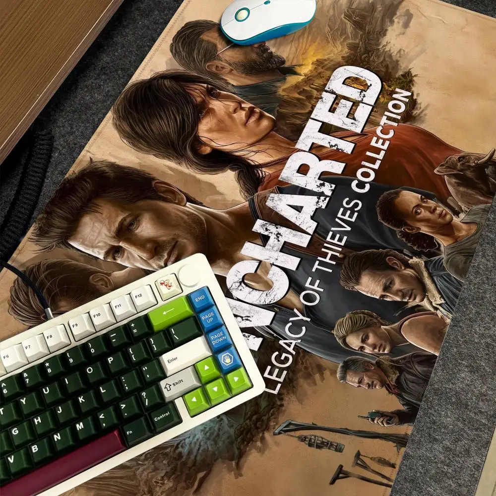 U-Uncharted 4 The Lost Legacy Mauspad Xxl Computer Große rutschfeste Gamer-Tastatur 90 x 40 cm Art Design HD-Schreibtischunterlage Image