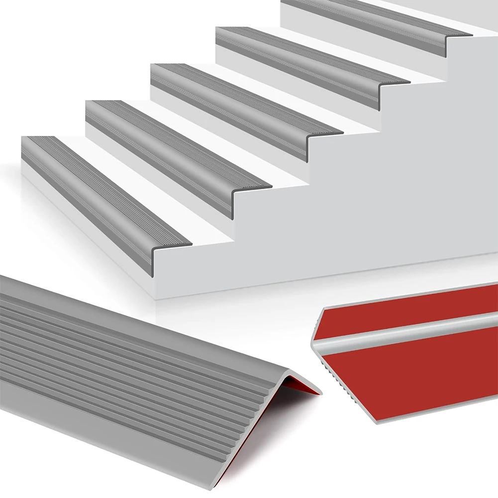 Treppenkantenschutz, Gummi, Treppennasen, rutschfeste Treppen-Nasenkanten, L-förmige, selbstklebende Stufenkanten-Zierstreifen Image