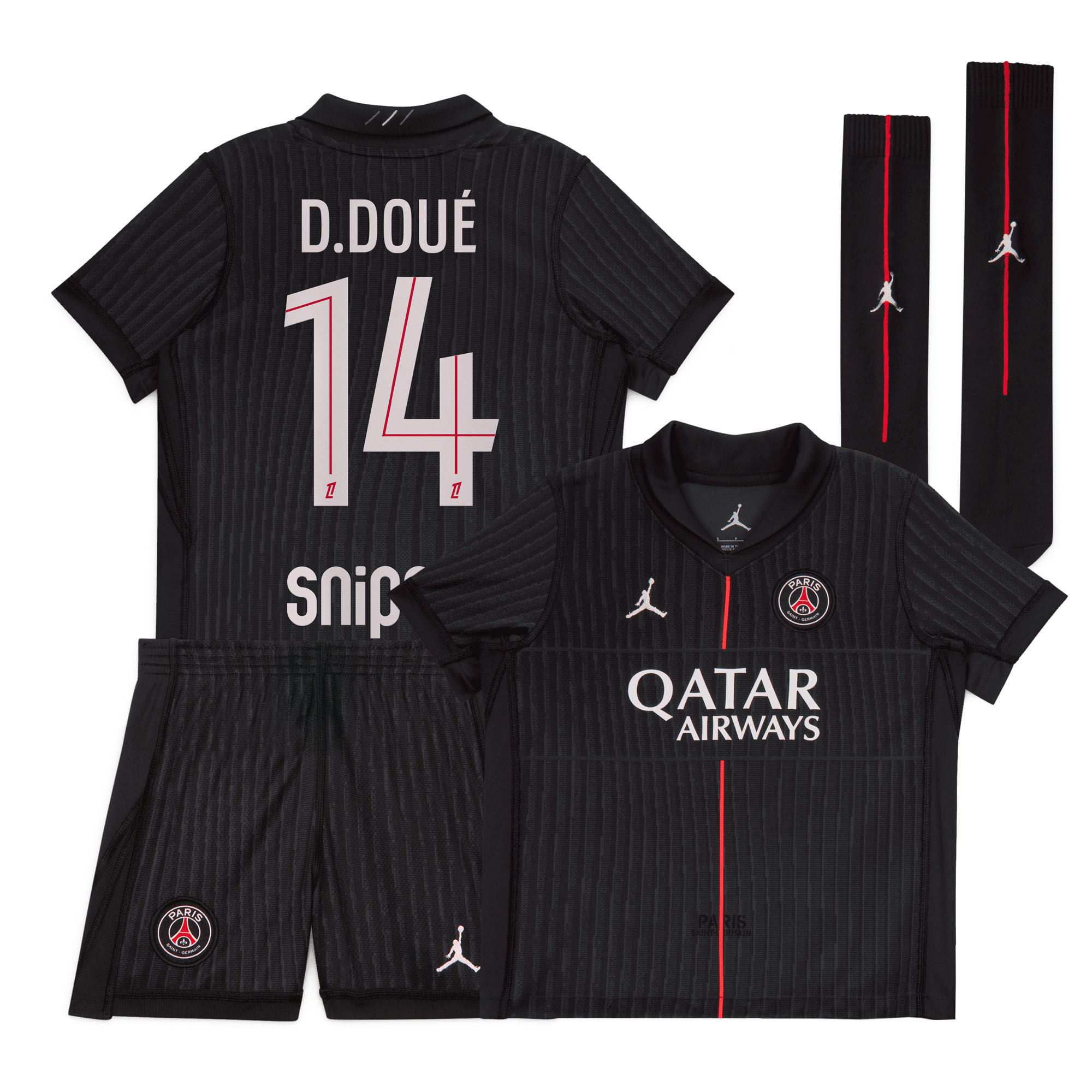 PSG x Jordan Mini-Viertesausrüstung 2025-26 - Kleinkinder mit Aufdruck D.Doué 14 Image