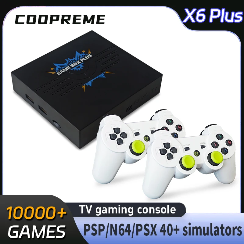 Coopreme X6 PLUS jeu vidéo 64G 10000 + jeux HD sortie Joystick double contrôleur combat maison jeu boîte PSP jeu d