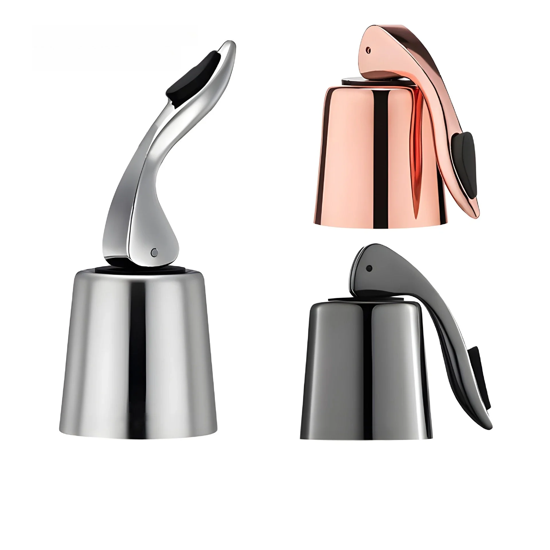 Weinflaschenverschluss aus Legierung in 3 Farben, schwarze Legierung, Champagner, funkelnder Stopfen, Bar-Werkzeuge, Verschlussflaschenverschluss, Barzubehör, Bar