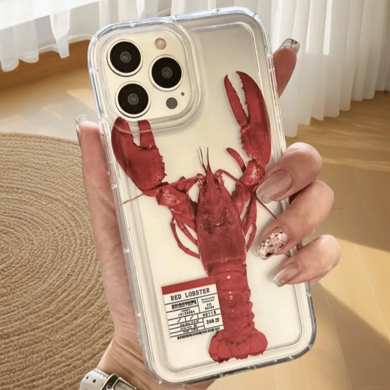 Eine lustige transparente Airbag-Handyhülle mit Hummer-Print, geeignet für iPhone 17, 16, 15, Plus, Pro, Max-Serienhandys – kann als Geschenk verwendet werden Image