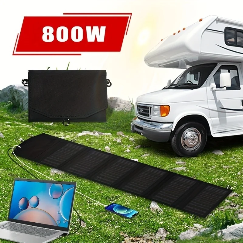 Das 800-W-Solarpanel für den Außenbereich, faltbar, zum Aufhängen, tragbar, Camping-Aufbewahrungsset ist perfekt für Wohnmobile, Reisen, Picknicks und Outdoor-Abenteuer Image