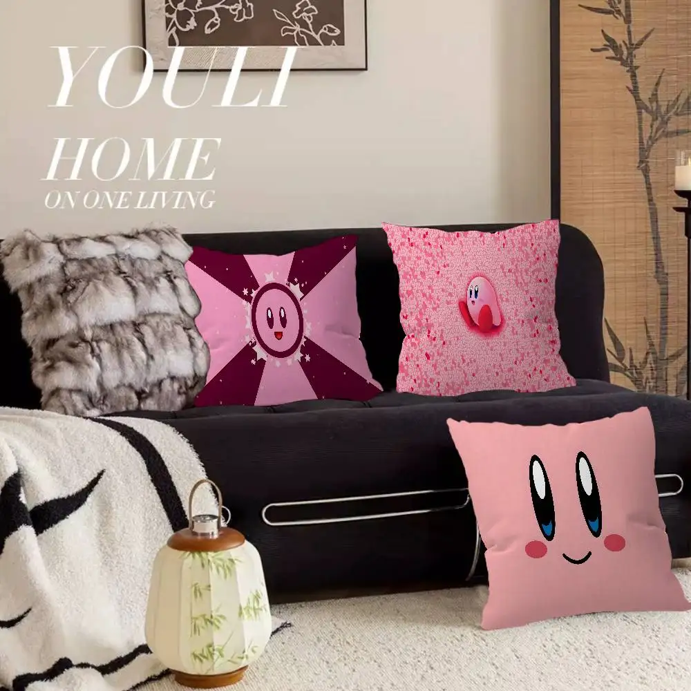 Rosa süßer K-Kirby-Kissenbezug, Auto-Kissenbezug für Sofa, Auto, Weihnachtsgeschenk, 40 x 40 cm, 45 x 45 cm