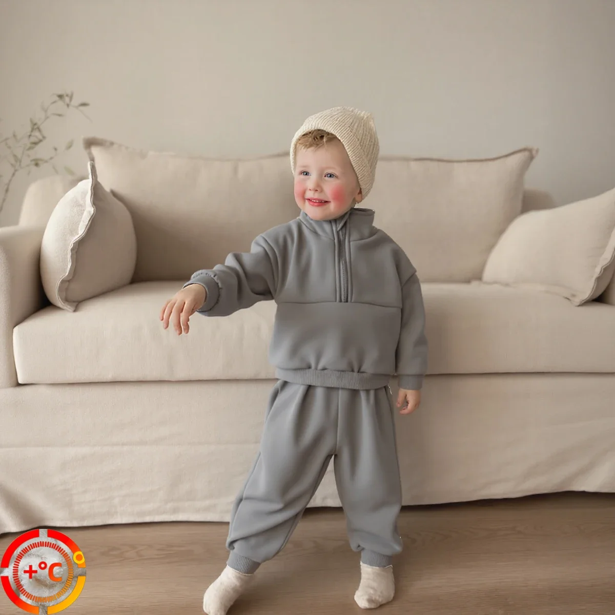 1-3 jahre Neugeborenes Baby Junge Bequeme High Neck Kleidung Set Langarm Plüsch Verdickt Top + Hose Herbst winter 2PCS Outfit Image