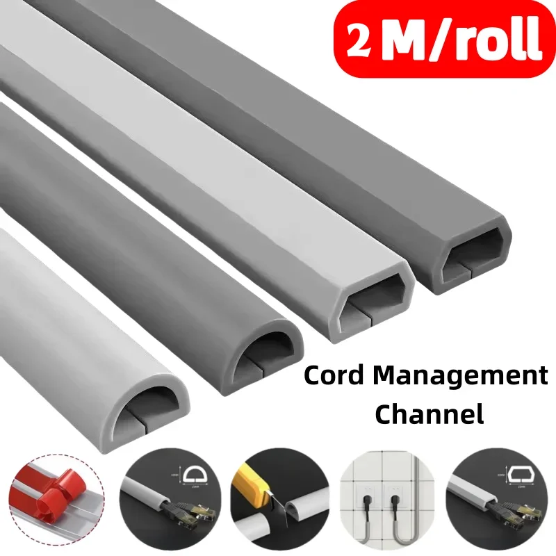 1PC 1M Arc Anti-extrusion Boden Schnur Abdeckung Selbst-Kleber Power Verlängerung Verdrahtung Kanal Kabel Protector hause Outdoor Draht Organizer Image