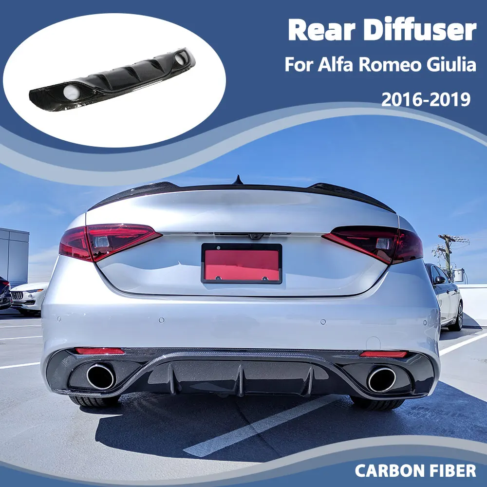 Per Alfa Romeo Giulia Sport Berlina 2016-2019 Diffusore posteriore in fibra di carbonio Labbro Grembiule Auto Paraurti posteriore Diffusore Lip Spoiler