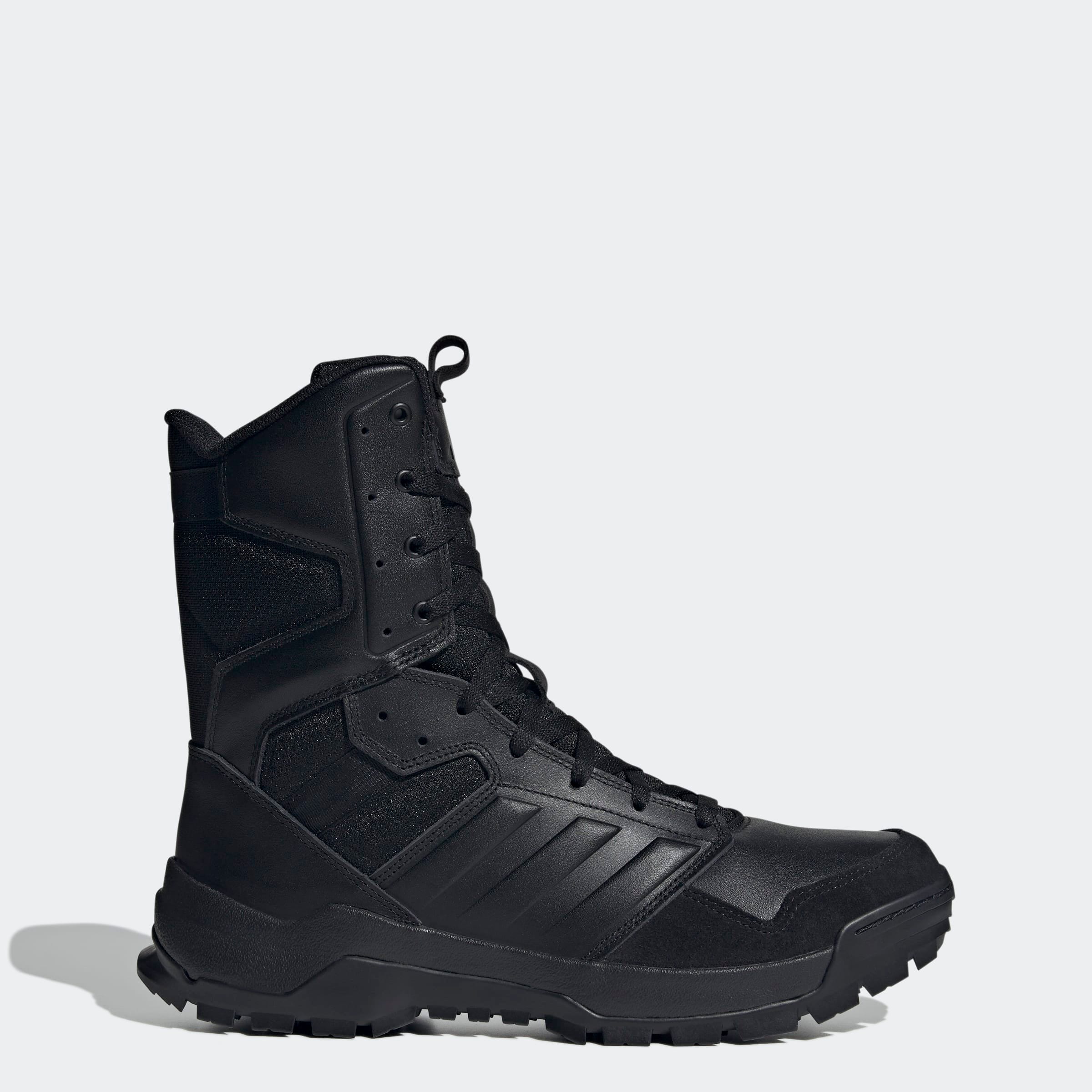 Schnürstiefel ADIDAS PERFORMANCE "GSG-9.2024 ZIP", Damen, Gr. 45, core schwarz, core schwarz, core schwarz, Leder, Synthetik, Schuhe Schnürstiefel