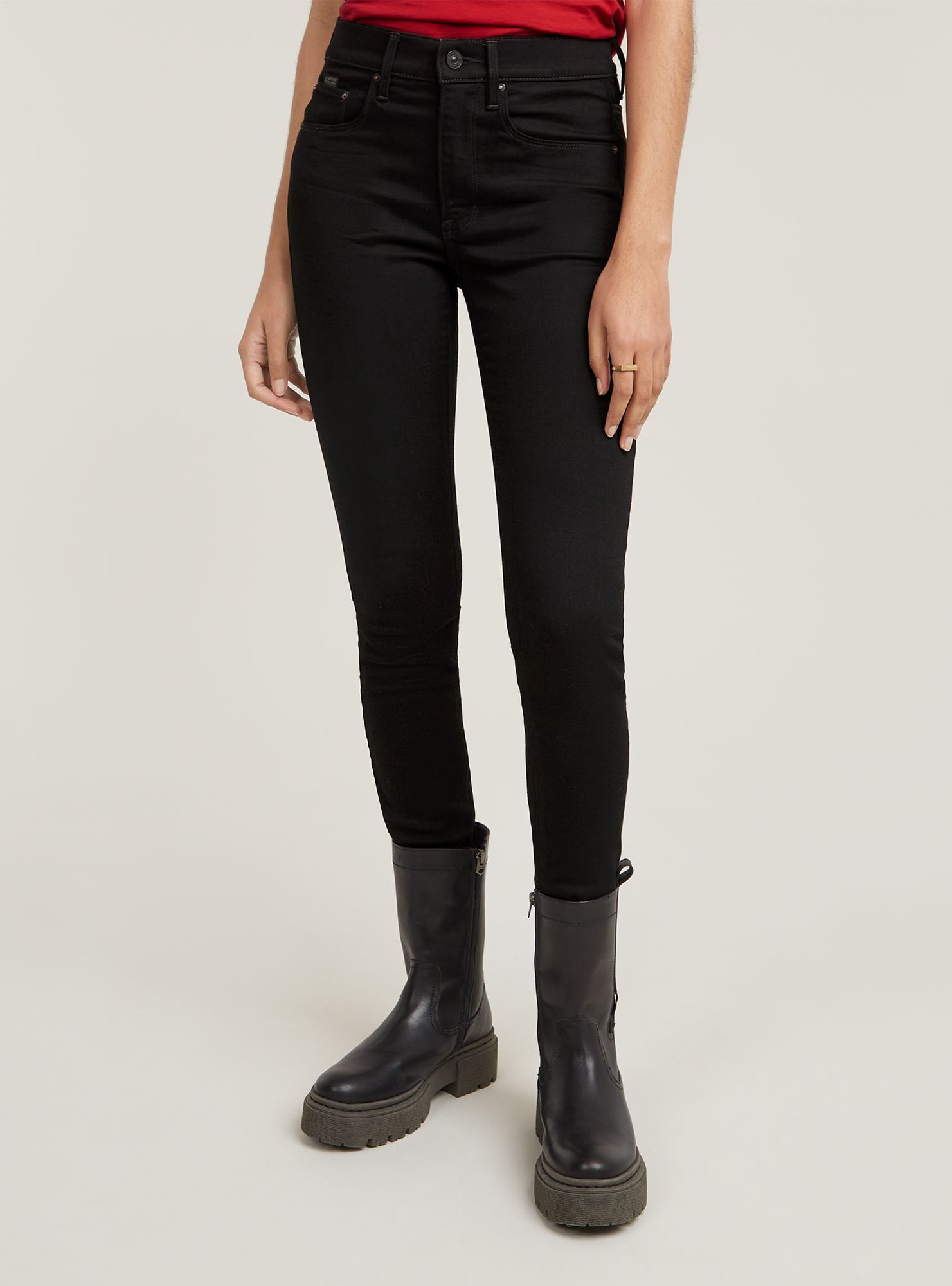 5-Pocket-Jeans G-STAR "3301 Skinny Jeans", Damen, Gr. 29, Länge 28, pitch schwarz, Obermaterial: 65% Baumwolle, 27% Baumwolle, 7% Elastomultiester, 1% Elasthan, Jeans 5-Pocket-Jeans