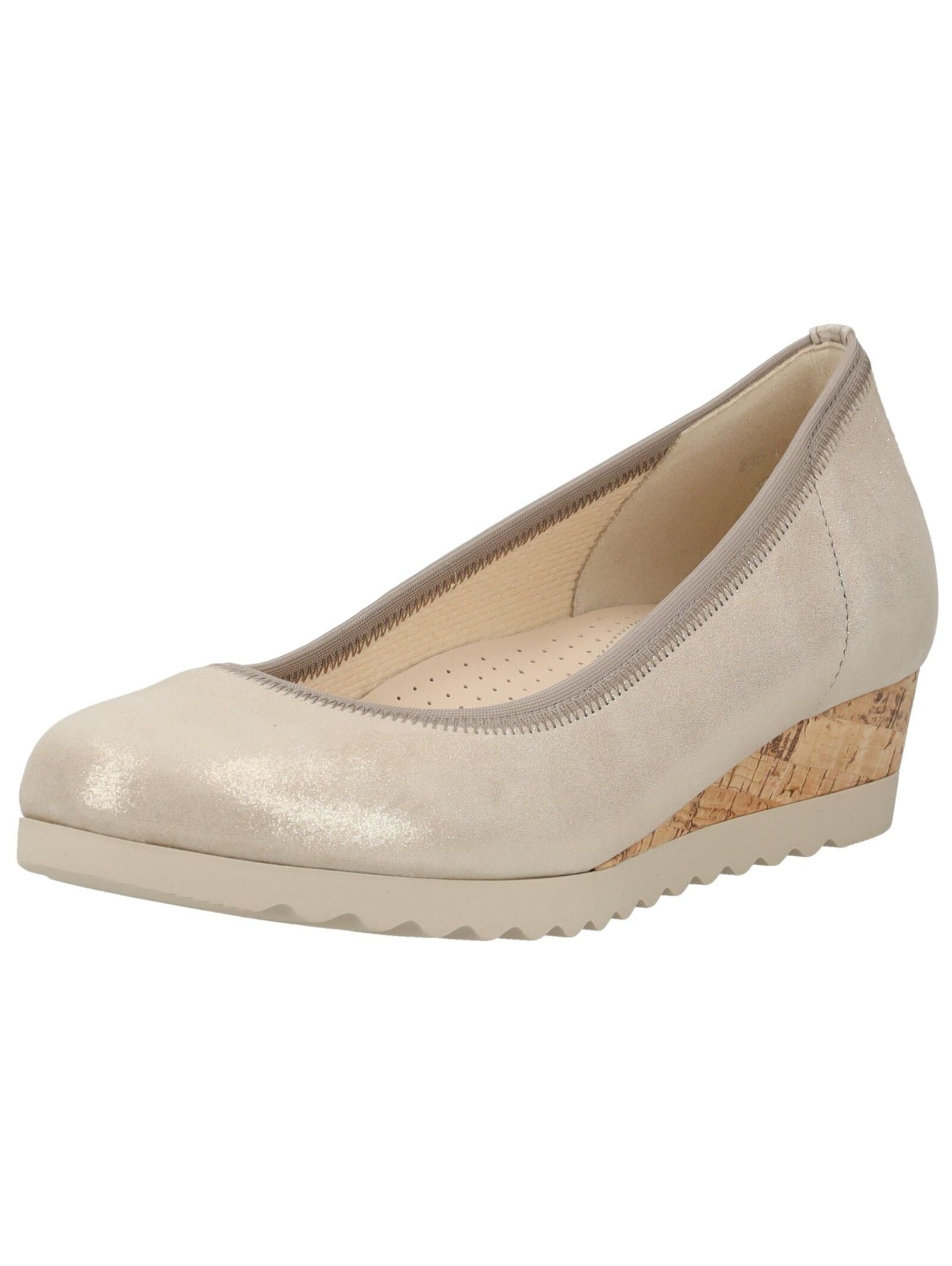 Keilpumps GABOR COMFORT "Gabor Comfort Pumps Leder", Damen, Gr. 40,5, beige lack, Leder, Schuhe