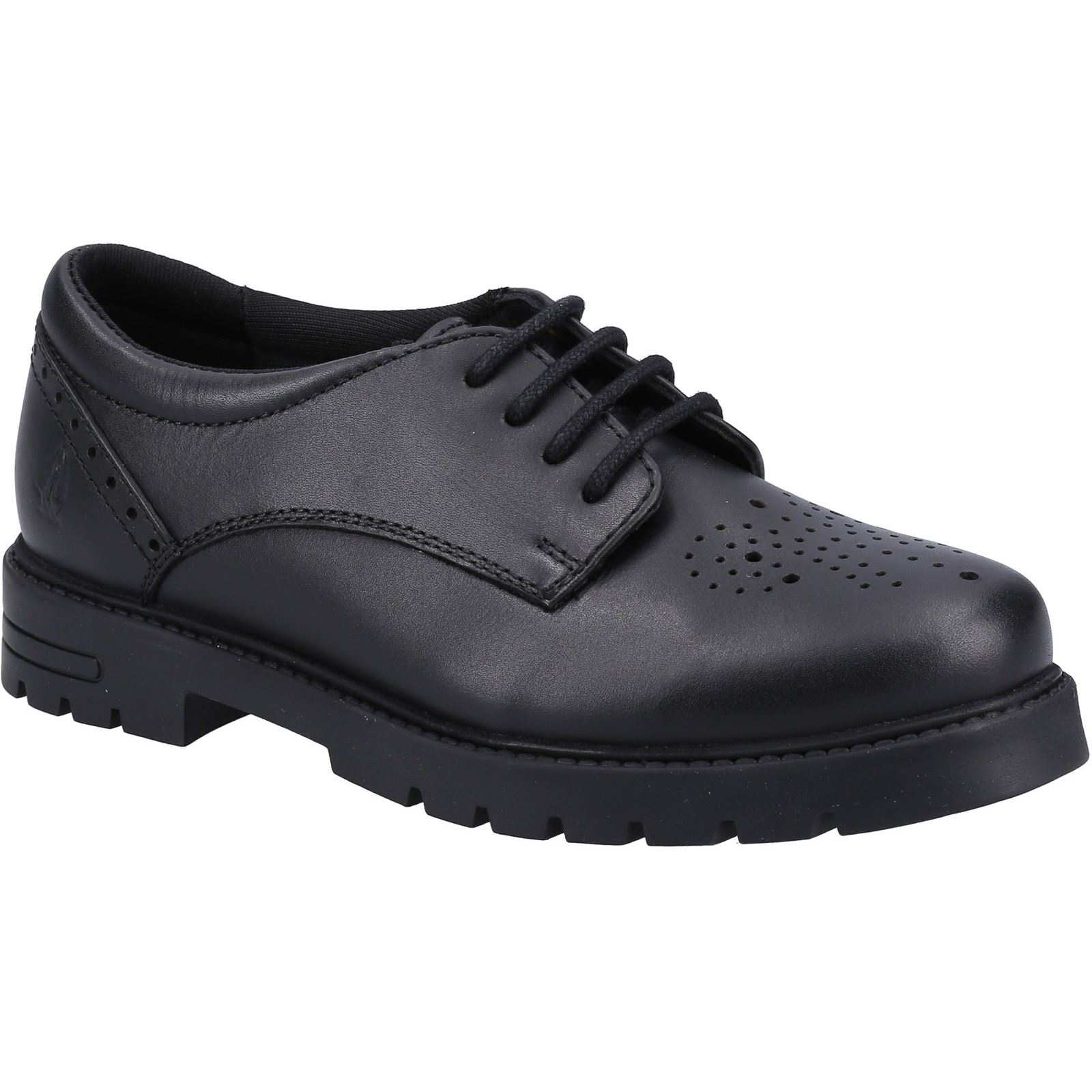 Hush Puppies Jayne Lace Up SNR Mädchenschuhe Aus Schwarzem Leder Mit Schnürung Image