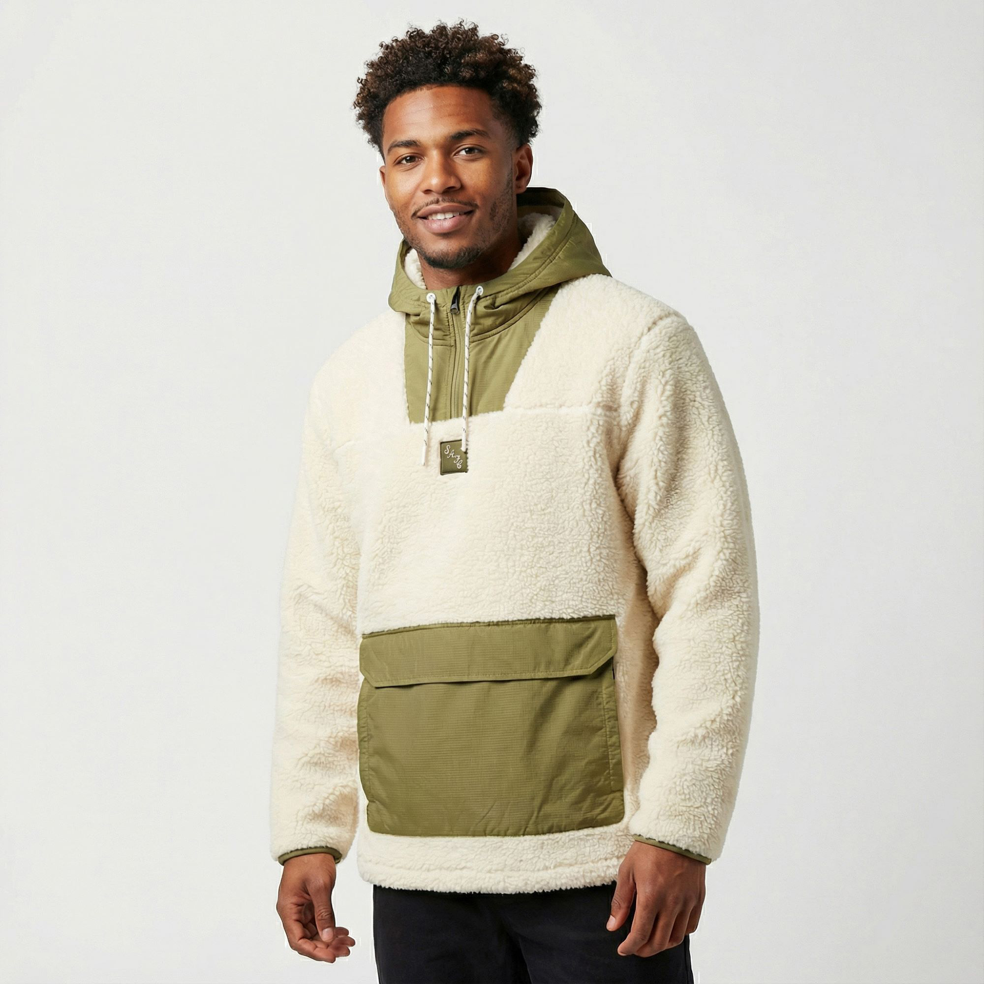 Sunderland Elements Microfleece Kapuzenpullover mit Viertelreißverschluss – Whitecap Grey – Herren Image