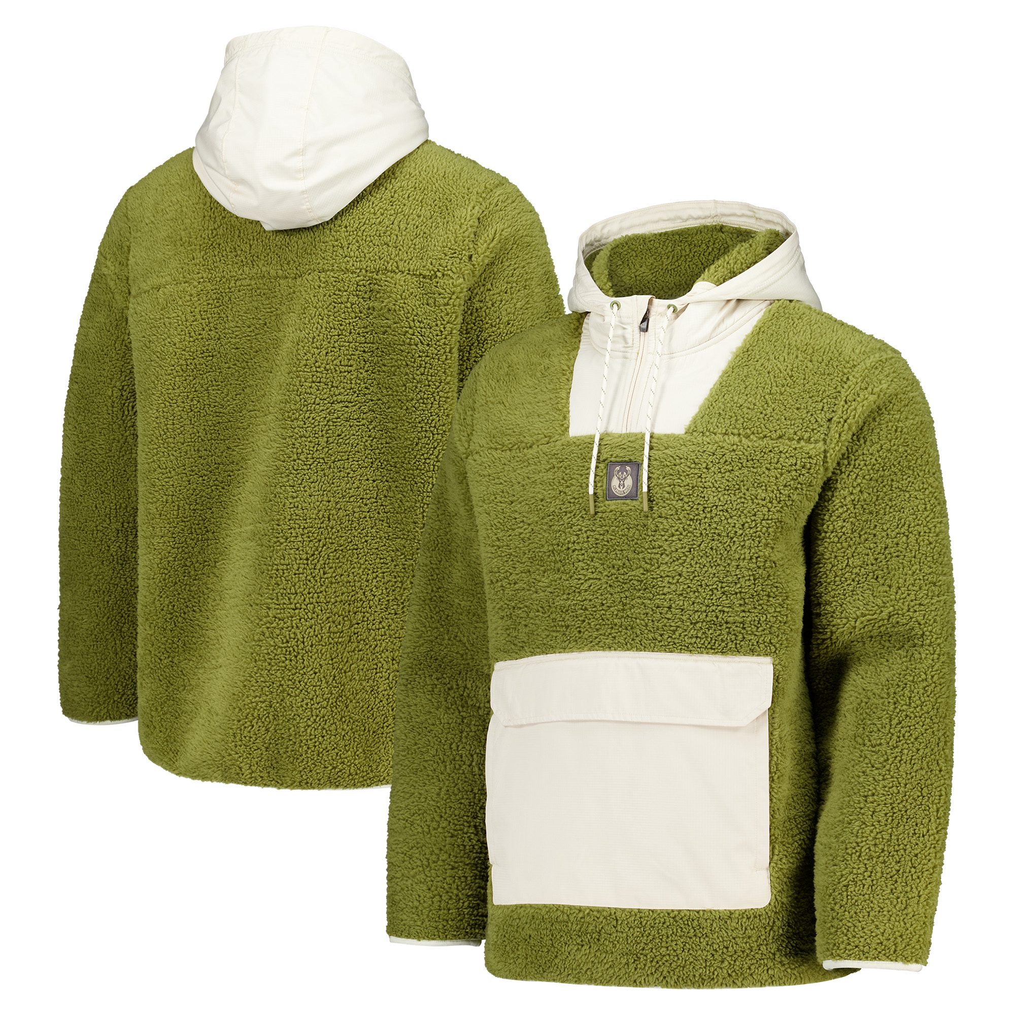 Milwaukee Bucks Elements Micro Fleece Hooded Quarter Zip – Safari – Herren Image