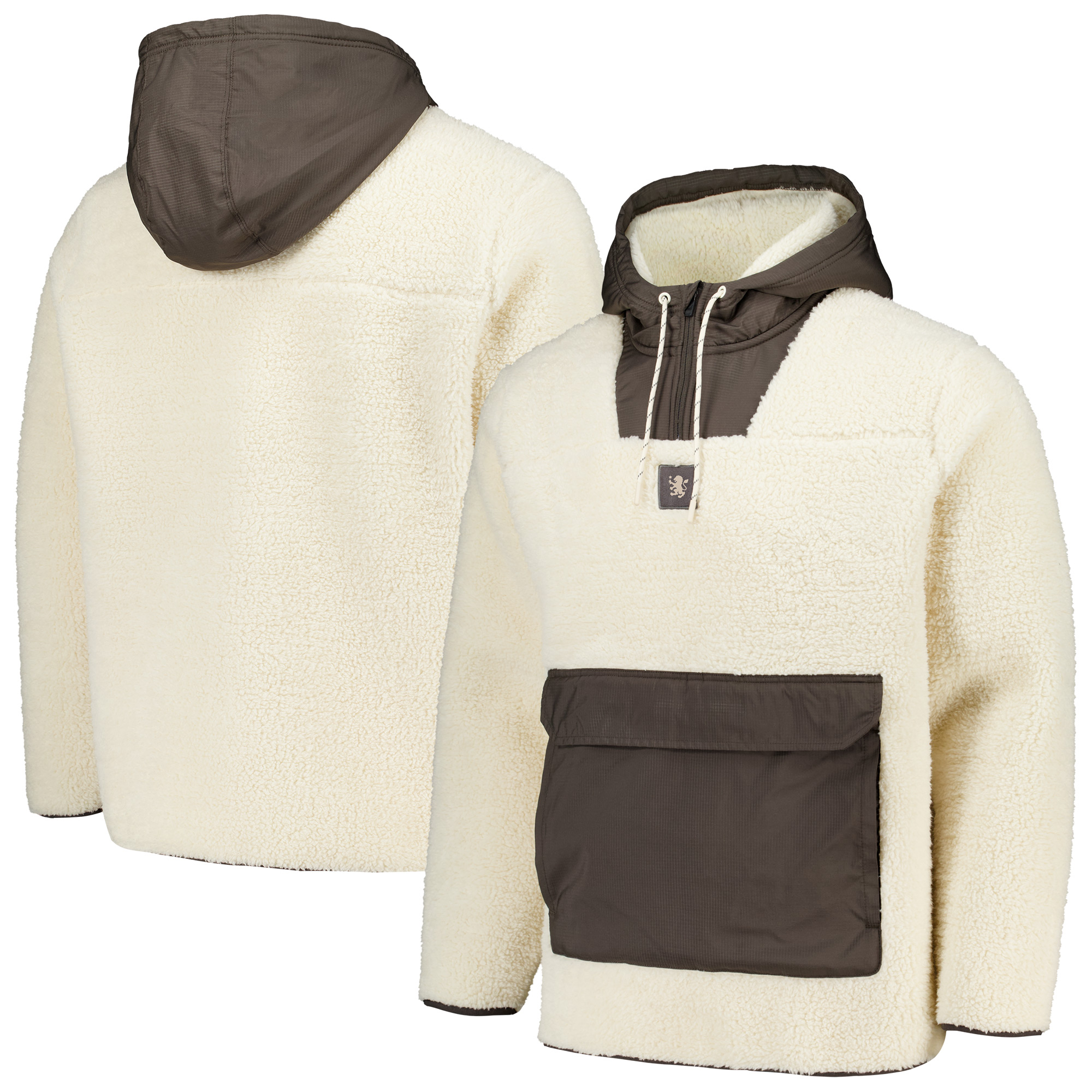 Aston Villa Elements Microfleece Kapuzenpullover mit Viertelreißverschluss – Whitecap Grey – Herren Image