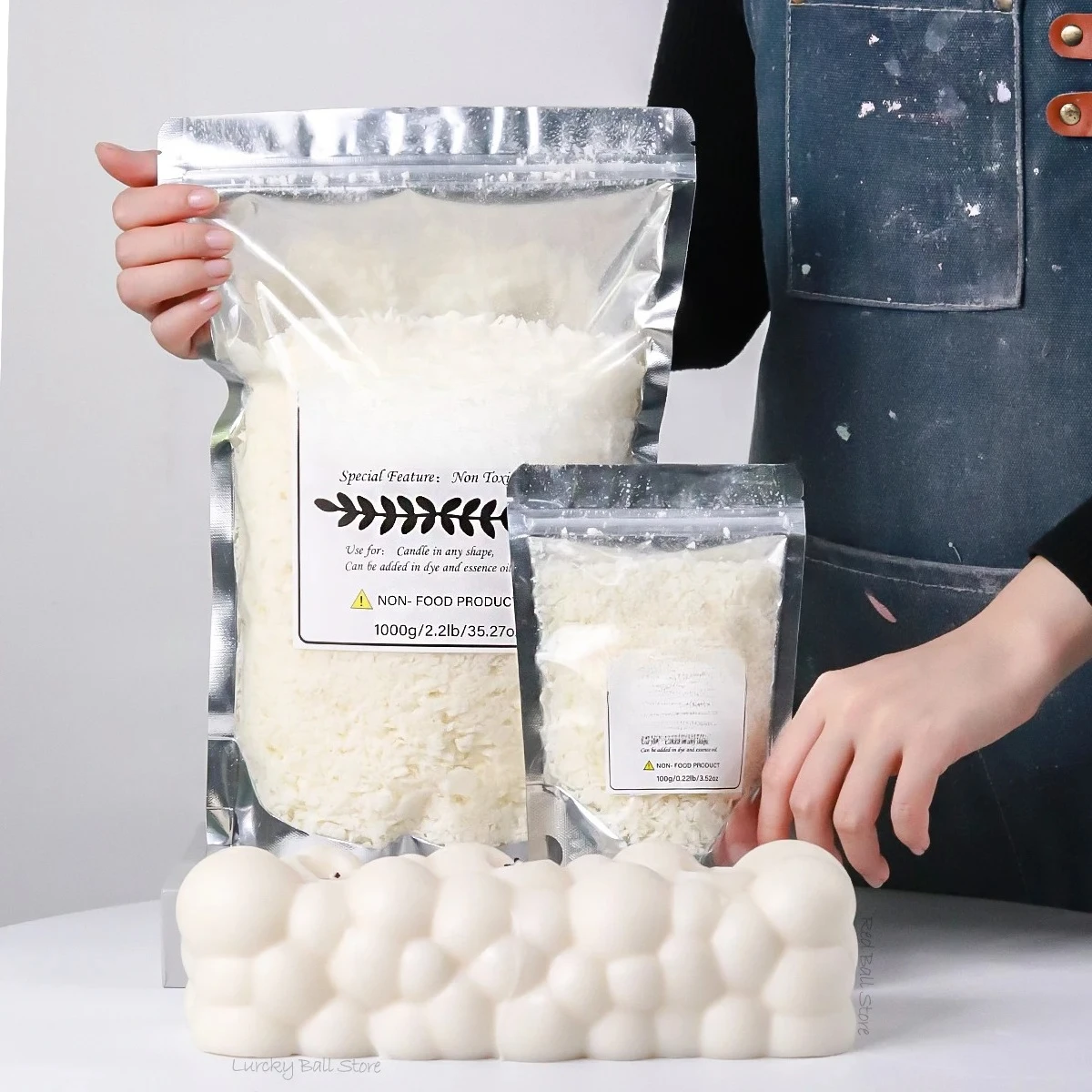 500 g/1 kg reines Sojawachs, Paraffinmaterial, Pre-Soy-Wachskernpigmente, Aromatherapie, reines Paraffinwachs, DIY-Kerzen, Basteln Image