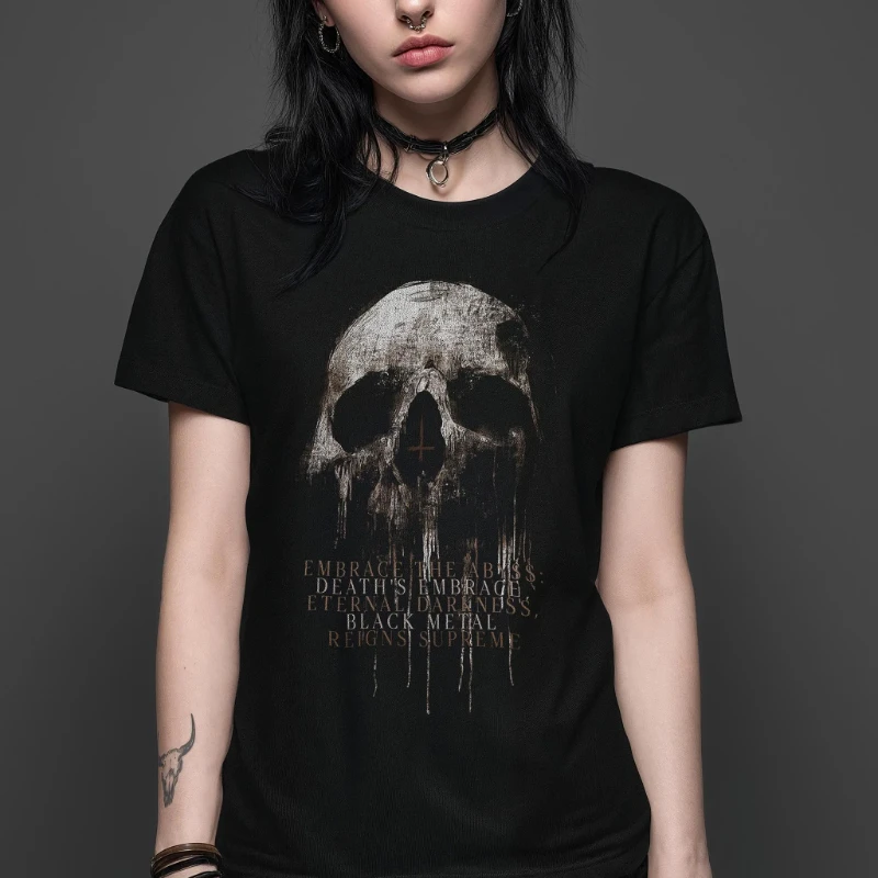 Embrace Death Skull Black Metal T-Shirt Heavy Metal Satan Symbol T-Shirt Horror Geschenk Behemoth T-Shirt Gothic Rock T-Shirt