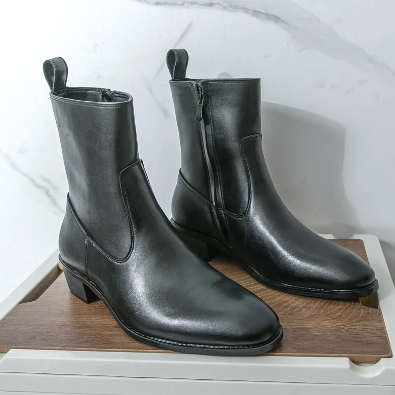 Neue Englisch Stil Chelsea Lange Stiefel für Männer Schwarz Luxus Marke Herren Schuhe Gummi Casual Schuhe für Männer Leder Winter Stiefel Mann