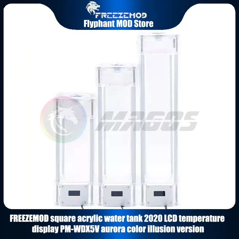 FREEZEMOD Wassertank LCD-Temperaturanzeige quadratisches Acryl Reservoir 5V ARGB 3PIN AURA SYNC Image