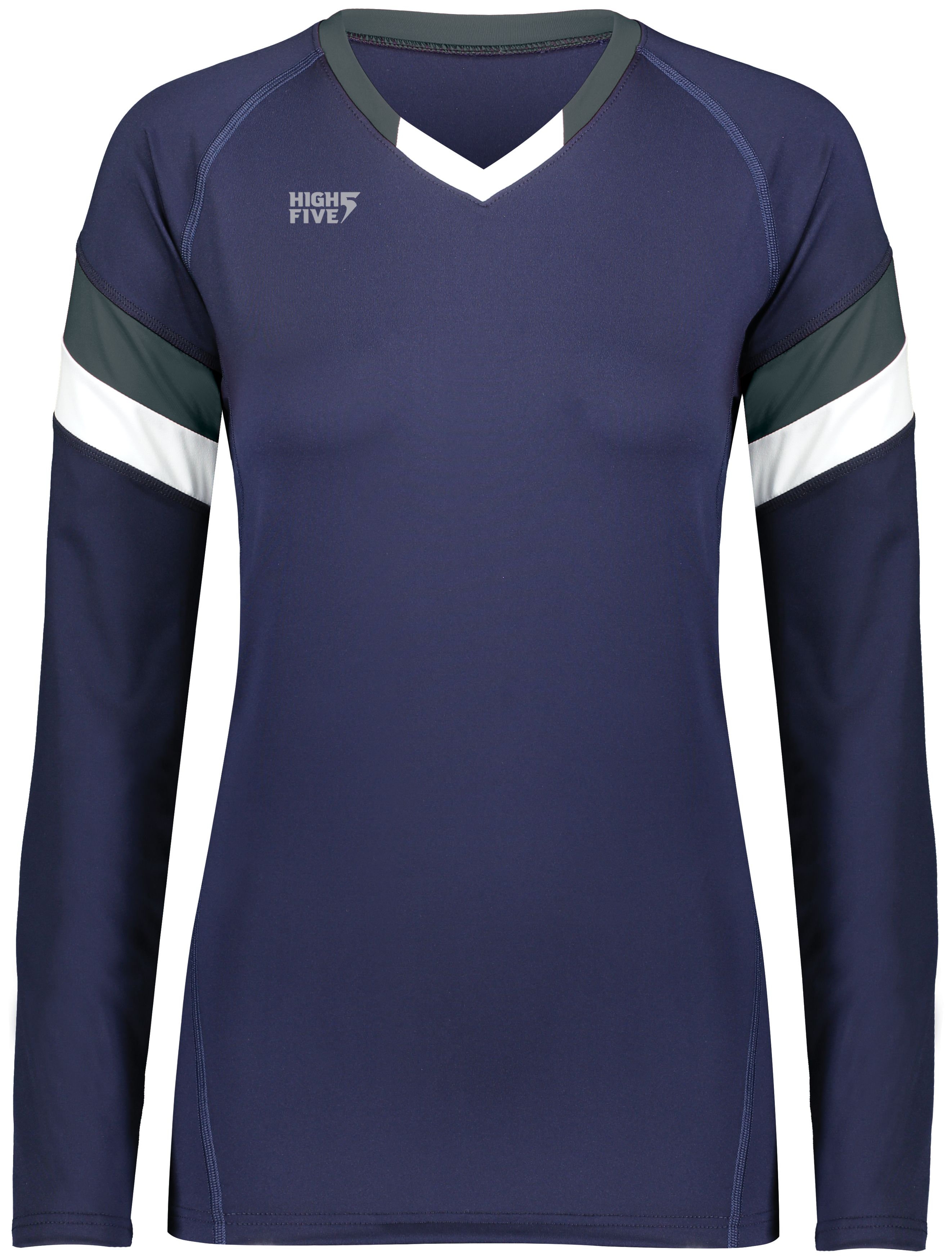 HighFive 342243 Athletic Girls TruHit Tri-Color Long Sleeve Jersey T-Shirt in white size Large | Polyester/Spandex Blend