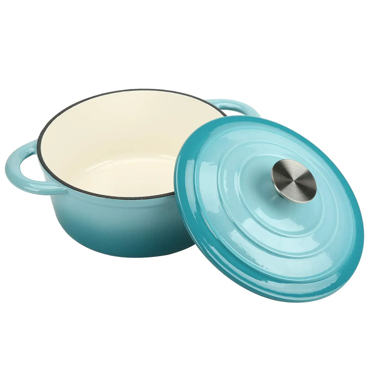 26 cm emaillierter Gusseisen-Dutch-Ofen zum Backen, Braiser, Kochen, 4,5 l, Topf, schwerer geschmorter Topf, Auflaufform, Gusseisentopf Image