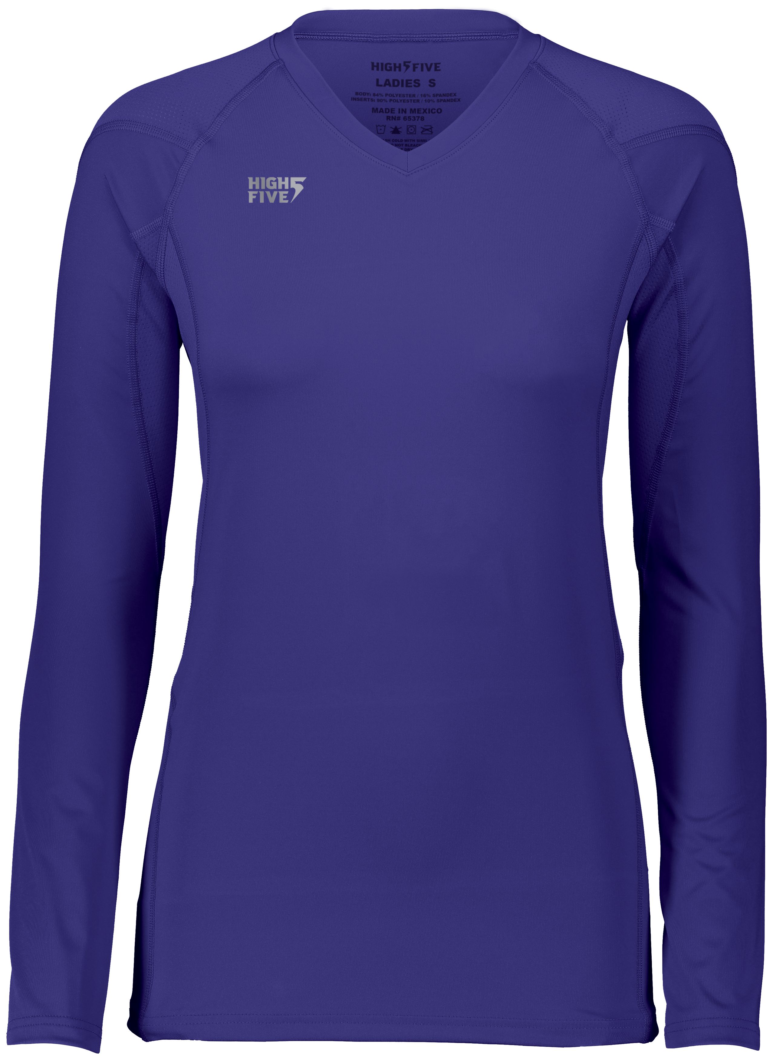 HighFive 342213 Athletic Girls TruHit Long Sleeve Jersey T-Shirt in Purple (Hlw) size Small | Polyester/Spandex Blend