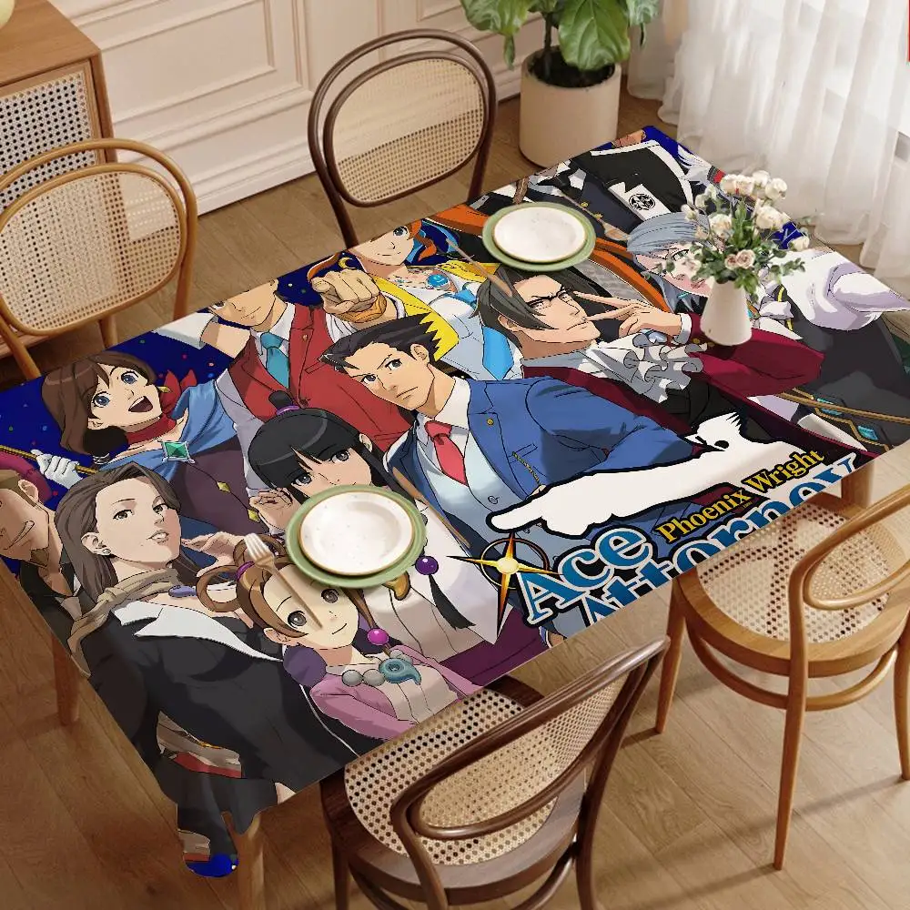Gyakuten Saiban Cartoon Home Tischdecken, Esszimmerdekoration und rechteckiges Tischzubehör, wasserdichtes Tuch, schmutzabweisend Image