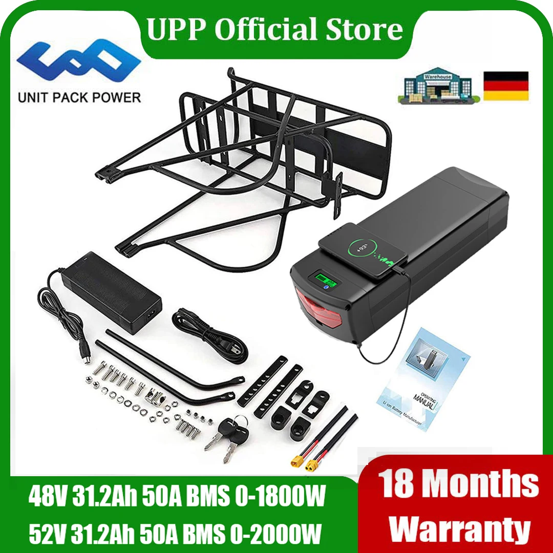 Original 21700 EBike Akku Gepäckträger 52V 48V 31,2Ah 28,Ah Elektrofahrrad für 2000W 1500W 1000W 750W 500W 24" 36" 28" E-Bike Image