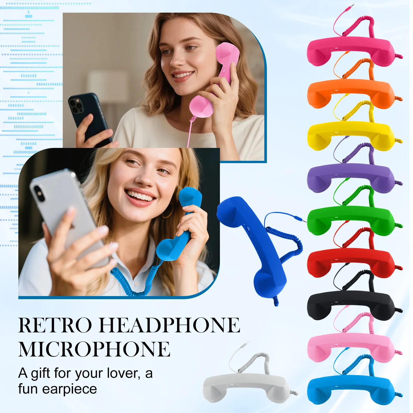 Retro Telephone Handset Handheld Cell Phone Receiver Mic Microphone Speaker For Mobile Phones Cellphone Smartphone Supplies