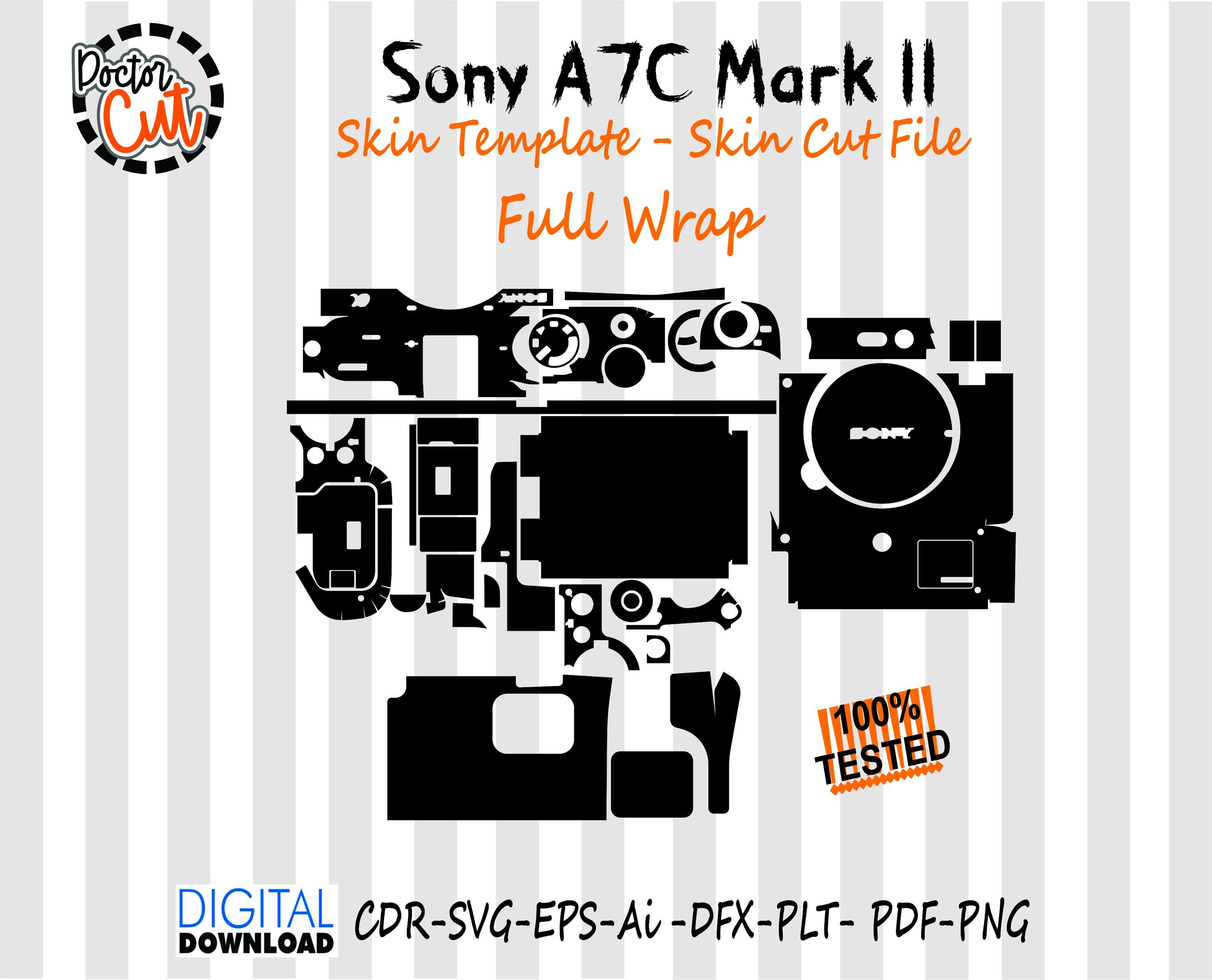 Modello skin Sony A7C Mark 2, layout skin vettoriale, file di fustelle per skin in formato svg, skin per Cricut Silhouette, file di taglio skin per So