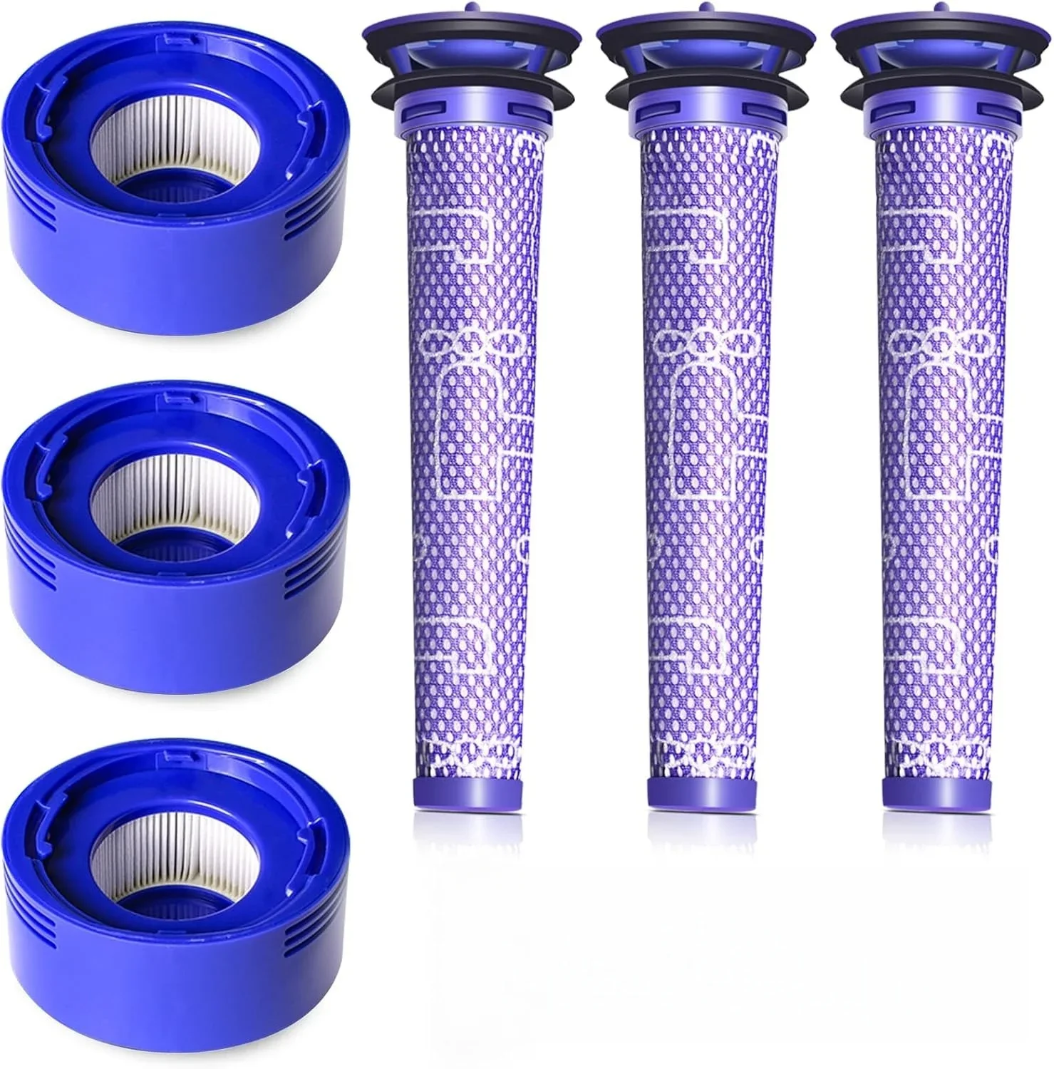 6er-Pack Staubsaugerfilter-Ersatzset für Dyson V7, V8 Animal und V8 Absolute Akku-Staubsauger, 3 Nachfilter, 3 Vorfilter, Ersatz Image