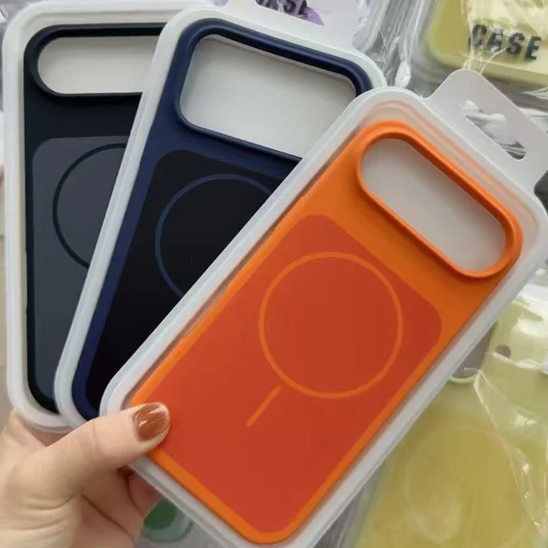 Silikon Comfortable Touch für Magsafe Handyhülle für IPhone 17 Pro Max 16 Pro Max Farbblöcke Wireless Charging Cover Shell Image