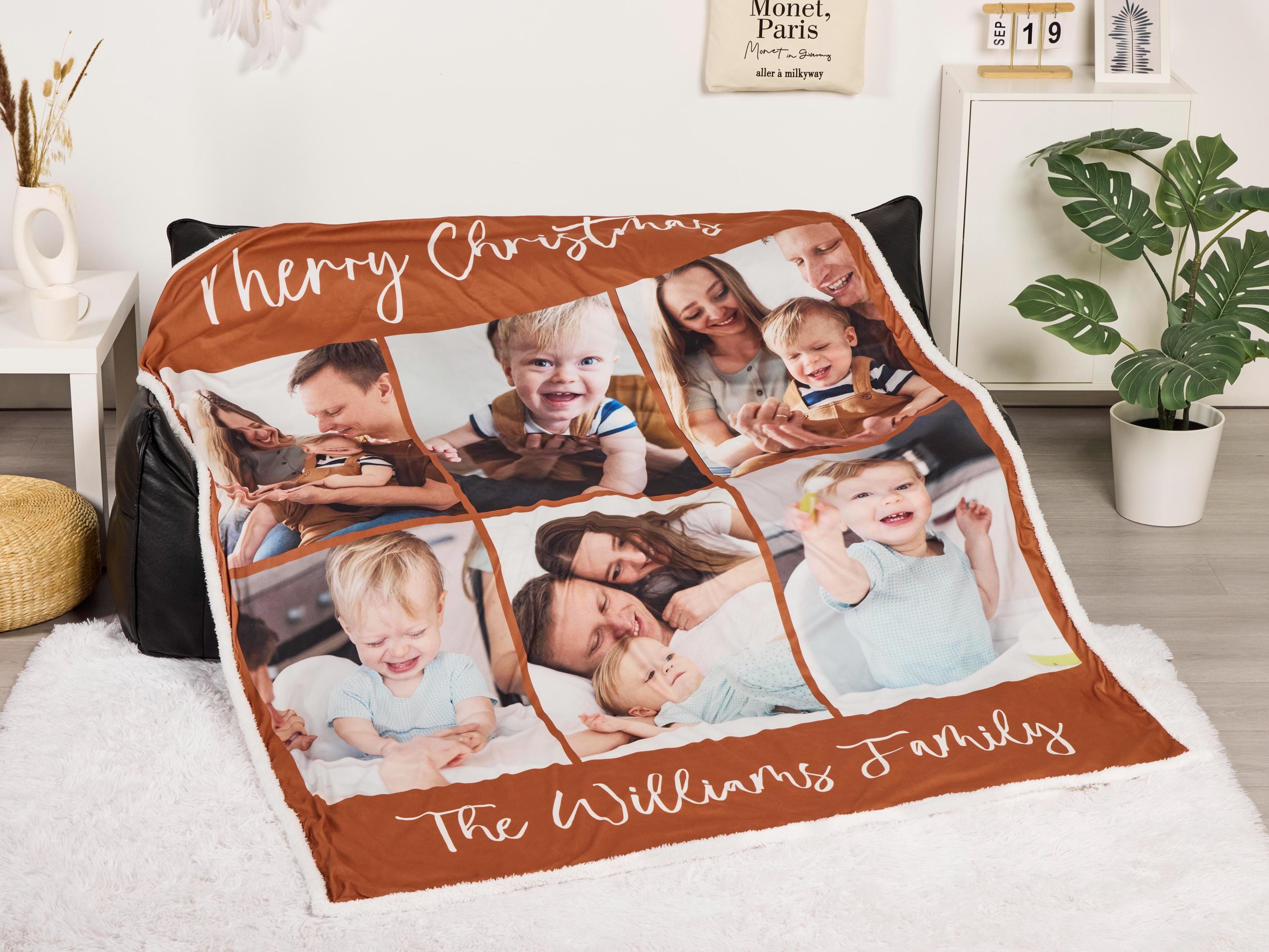 Coperta con collage di foto personalizzate, regalo con coperta con foto personalizzata, coperta con foto di cani e gatti, coperta con foto di famiglia