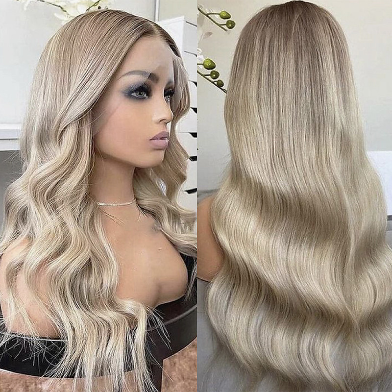 Human Hair 13x4 Lace Front Wig Side Part Burmese Hair Body Wave Loose Wave Blonde Multi-color Wig 150% Density with Baby Hair Glueless Pre-Plucked For Women Long Human Hair Lace Wig