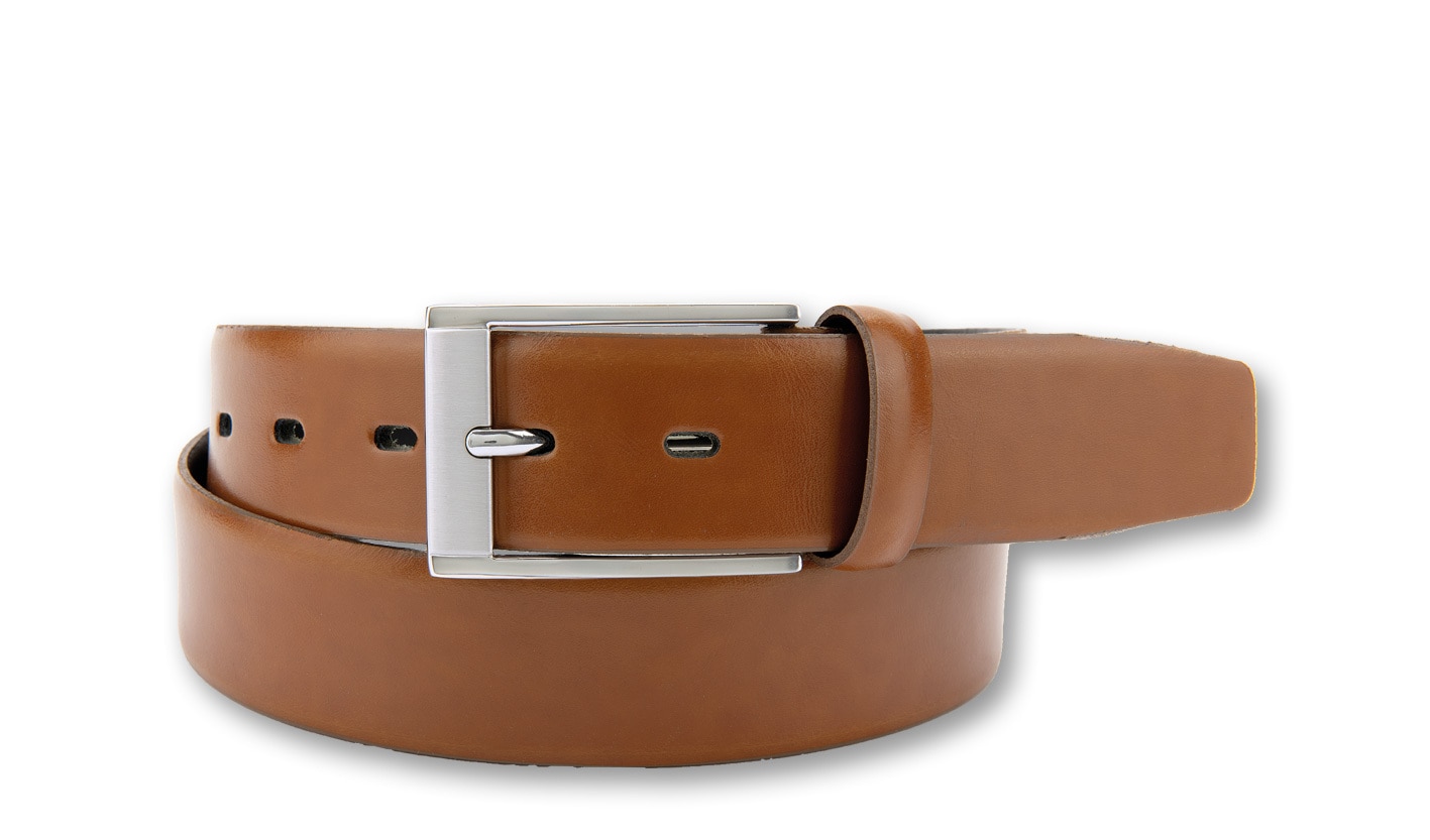 Ledergürtel BERND GÖTZ "Ledergürtel mit eleganter Bicolorschließe", Herren, Gr. 85, brandy, Rindsleder, Gürtel Ledergürtel Image