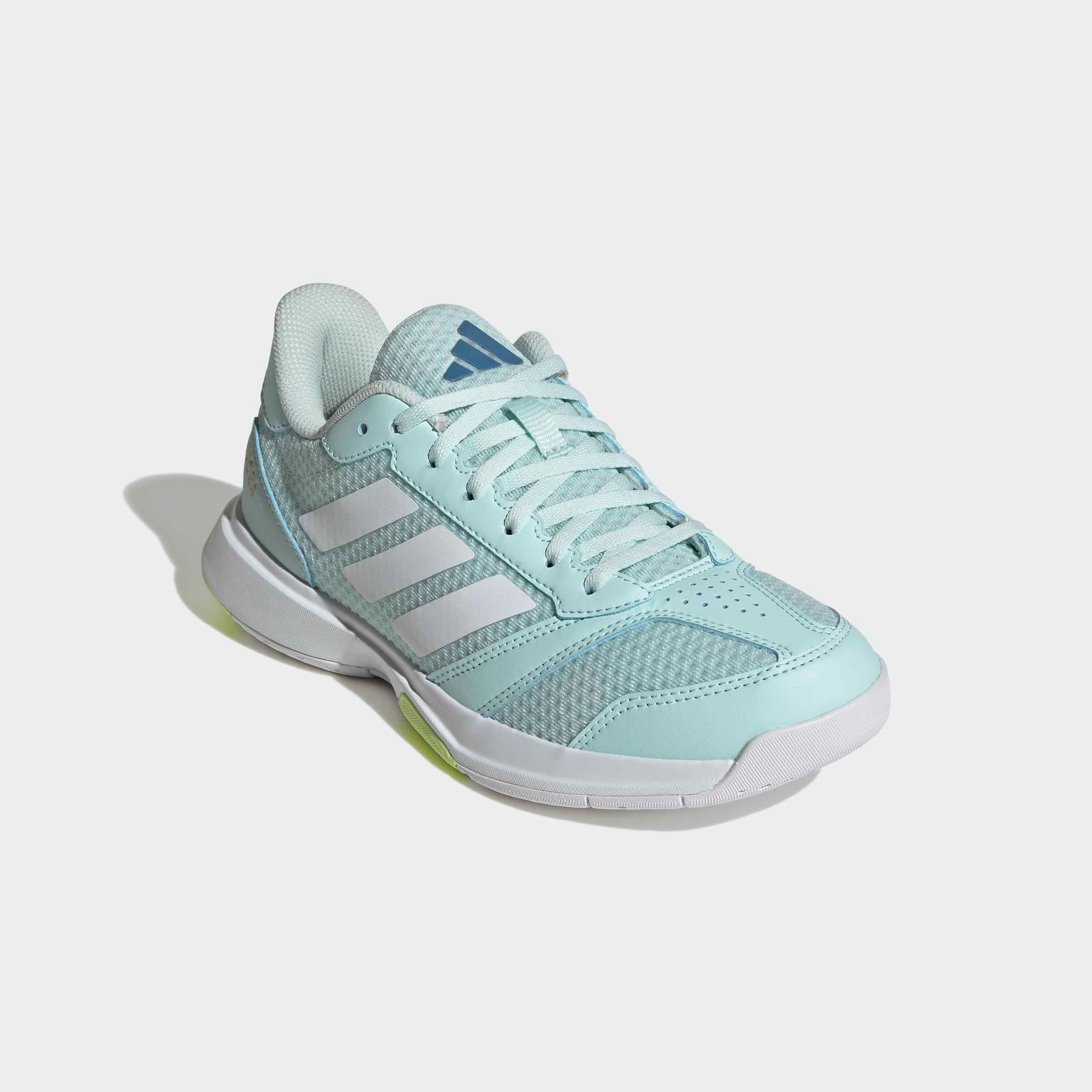 Hallenschuh ADIDAS PERFORMANCE "LIGRA 8 INDOOR", Damen, Gr. 40, halo mint, cloud weiß, hi, res gelb, Synthetik, Textil, Schuhe Hallenschuh