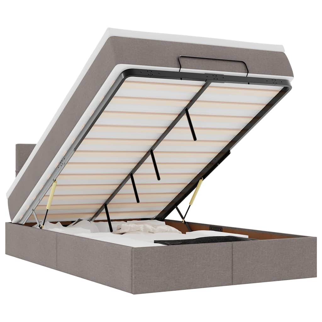 vidaXL Ottoman-Bett mit Matratze Taupe 120x200 cm Stoff Image