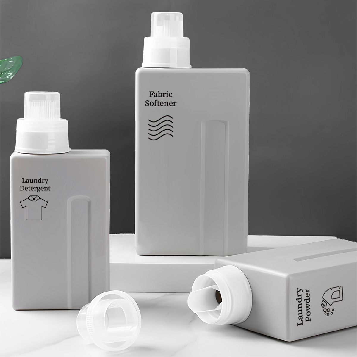 Laundry Detergent Dispenser , Refillable Storage Container, Laundry Room Canister For Softener, Liquid Powder light Grey