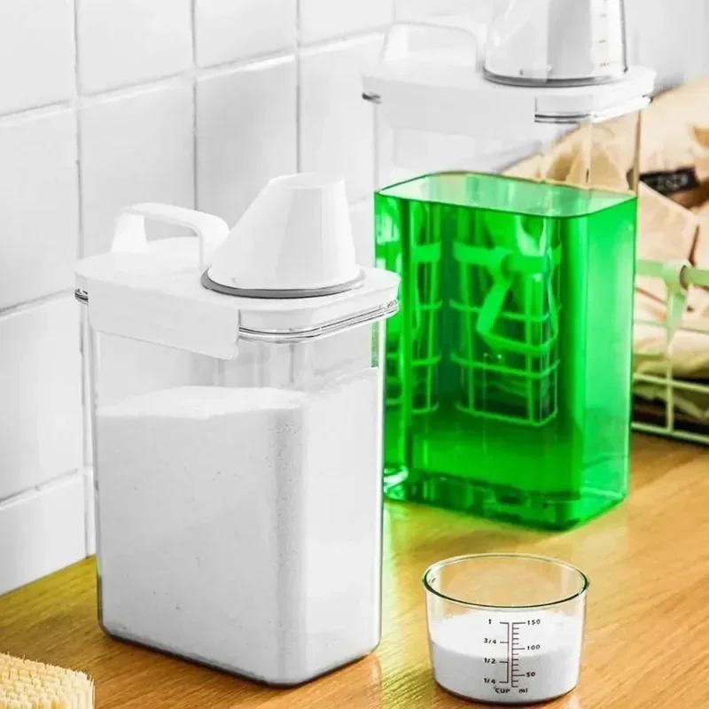 Liquid Container With Lids Jar, Airtight Laundry Detergent Dispenser, Powder Storage Box Clear Washing Powder 1800ml