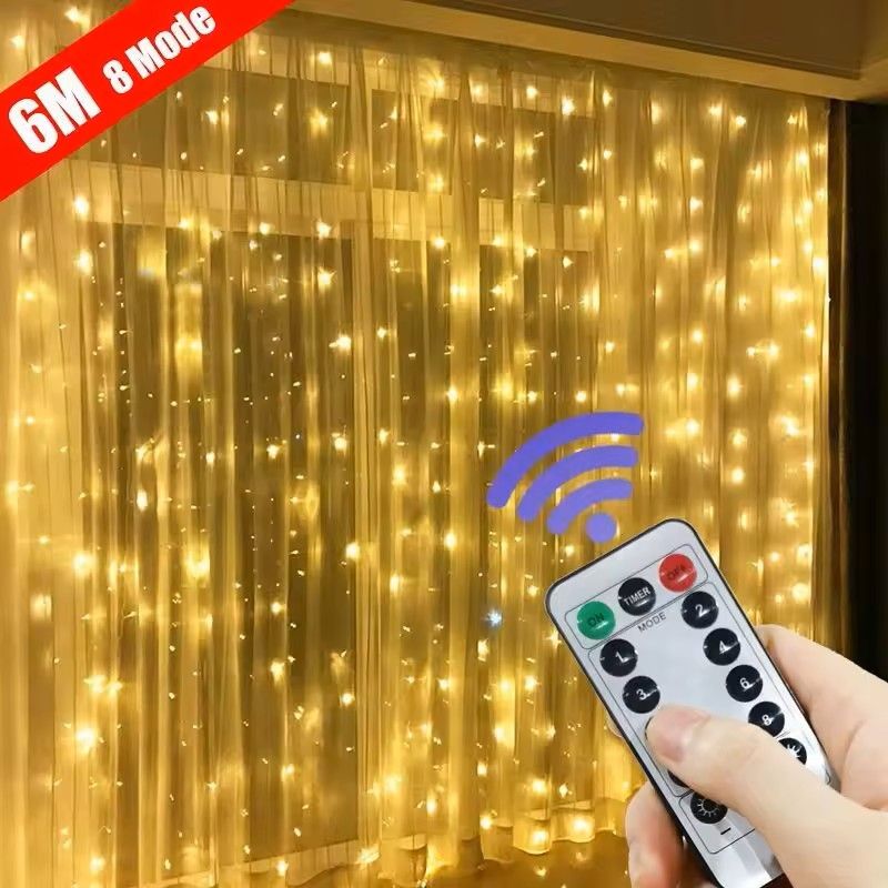 LED Curtain Fairy Lights With Remote Control white 3 M X 2 M