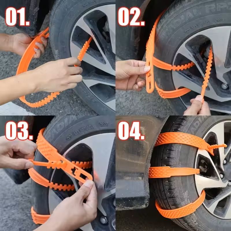 Plastic Snow Chains For Car Tires Anti Slip Winter Wheel Chains (10 20 Piece Set) For Snow, Ice & Mud 10pcs Orange