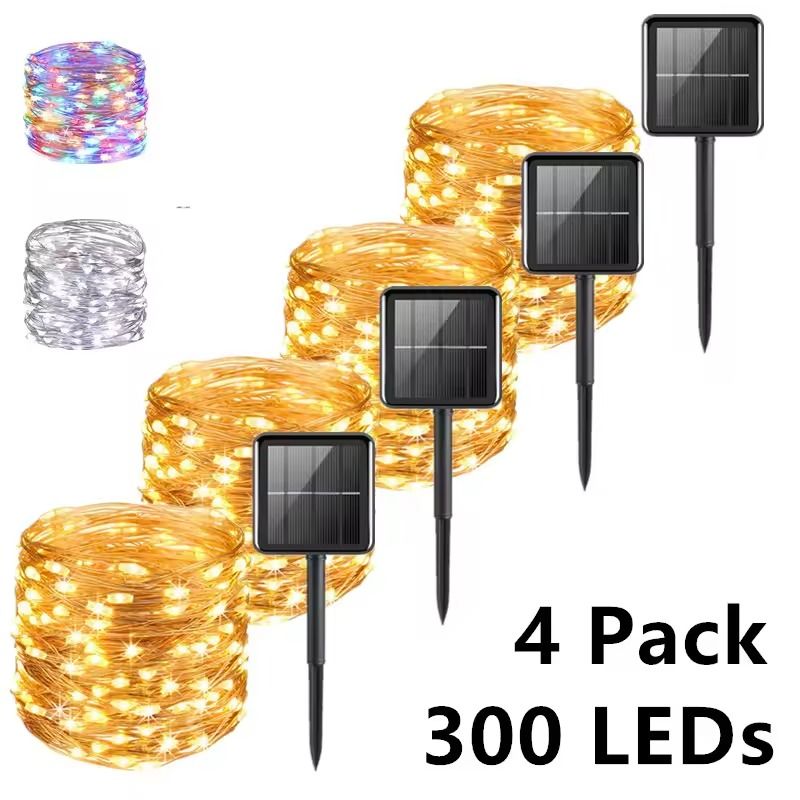 Solar LED Fairy String Lights 732 M Waterproof Outdoor Garden Decor white (1 Pack) 12 M ( 100 Leds)