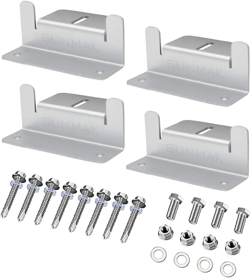 PV Panel Roof Solar Mounting Kit, Aluminum Brackets For Car, Boat, RV, Yacht Installation 4pcs Black