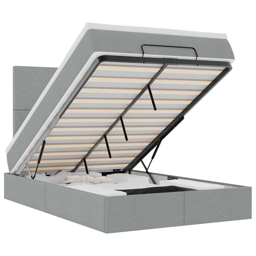vidaXL Ottoman-Bett mit Matratze Hellgrau 120x200 cm Stoff Image