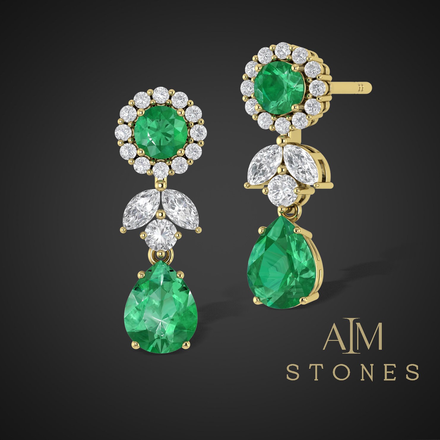 Smaragd Ohrringe, Moissanite Cluster Ohrringe, Frauen Ohrringe, Grüne Smaragd Ohrringe, Statement Ohrringe, Smaragd Gold Ohrstecker, Mai Birthstone